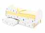 Кровать Stumpa Облако бортик и ящики рисунок Треугольники желтый, синий