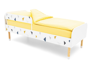 Кровать Stumpa Классика с бортиком рисунок Треугольники желтый, синий